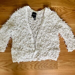 Nic + Zoe Open Cardigan Cream Fuzzy Size M Cropped